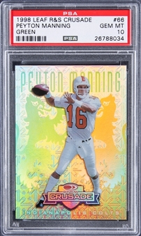 1998 Leaf Rookies & Stars Crusade Green #66 Peyton Manning Rookie Card (#047/250) - PSA GEM MT 10